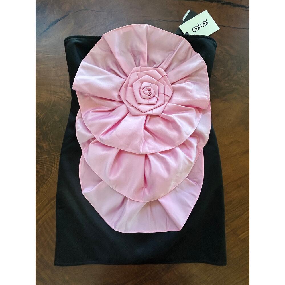 NWT ODÌ ODÌ Italy Pink 3D Rosette Sculptural Mini Dress M/L